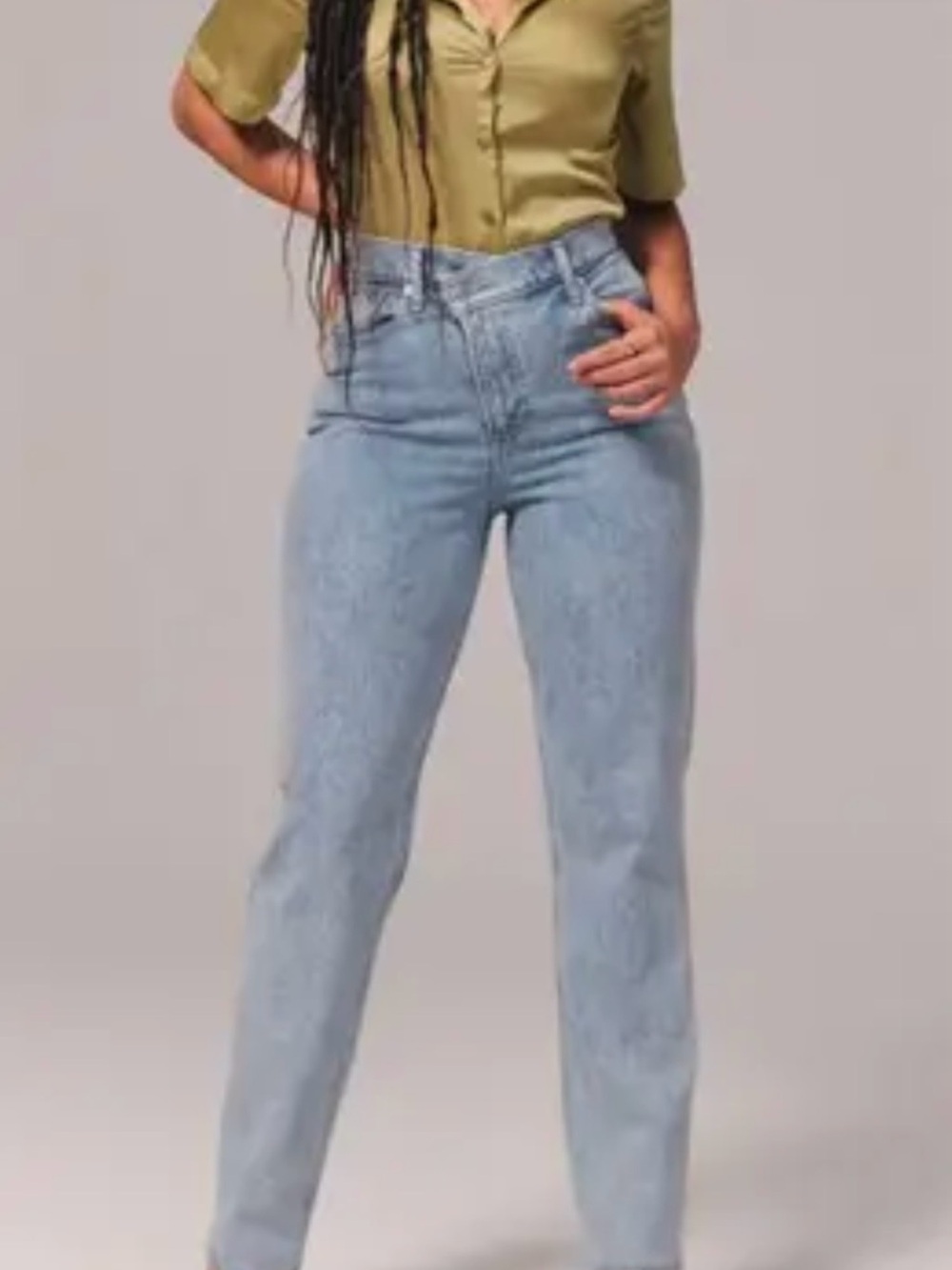 Abercrombie & Fitch High-Rise Light Blue Straight Jeans Curve Love Size 18